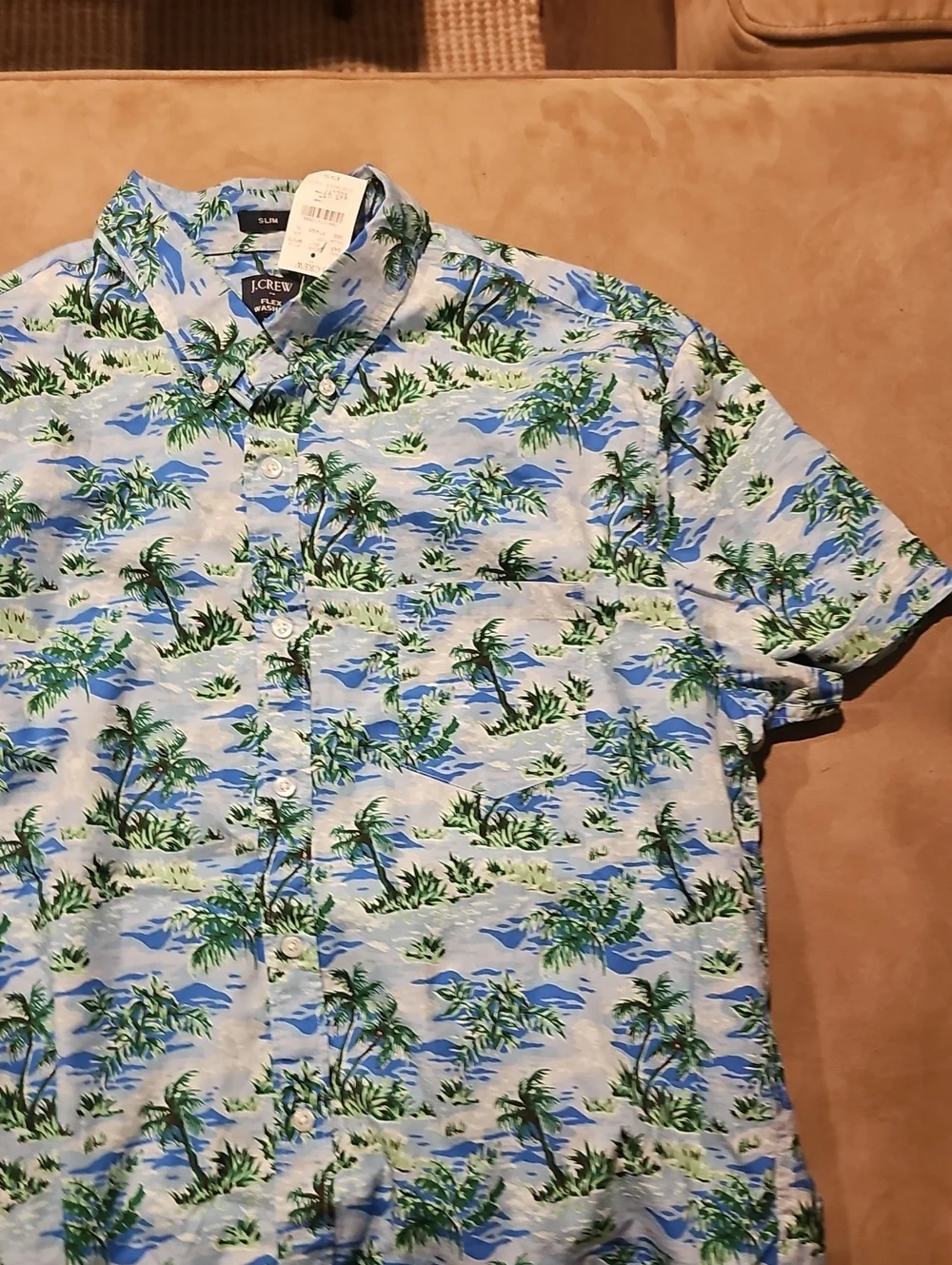 NWT J. Crew Tropical Palm Short Sleeve Shirt Hawaiian Button Down Men  Xlarge